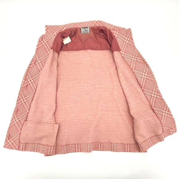 Bleyle for Hooper PeaCoat Womens 14 Pink Houndstooth 100% Virgin Wool Retro Glam - Picture 5 of 10